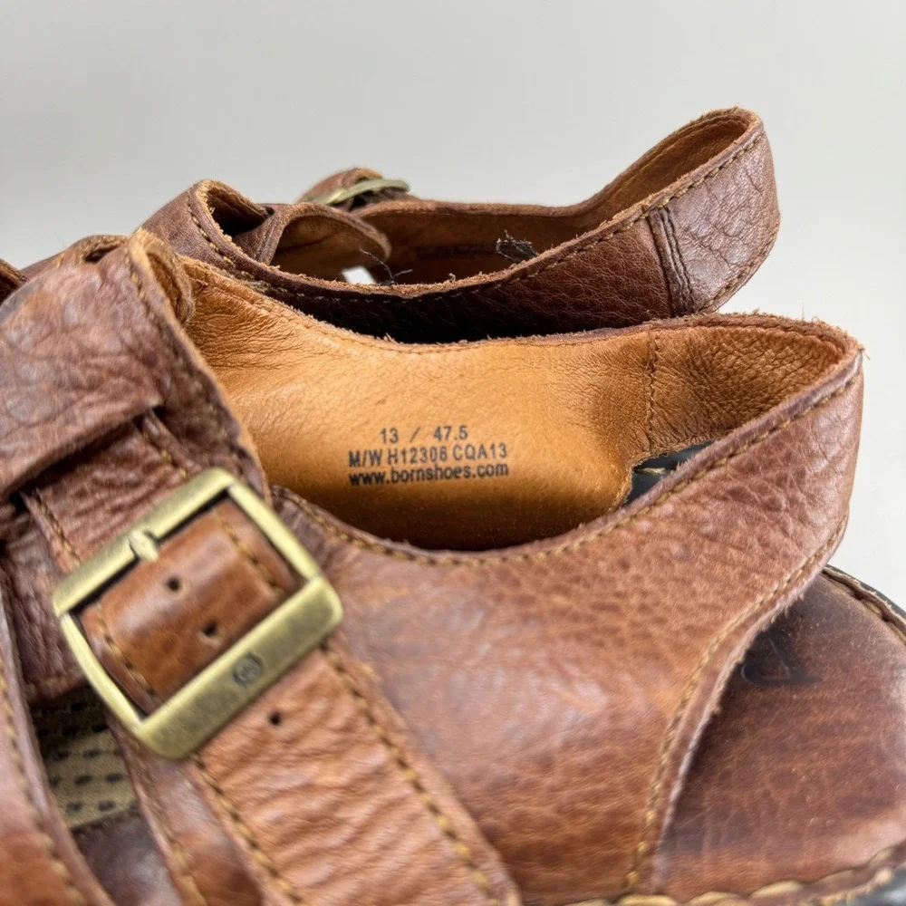 Born‎ Leather Fisherman Sandals Mens 13 Brown H12306 Granola Gorpcore Dadcore